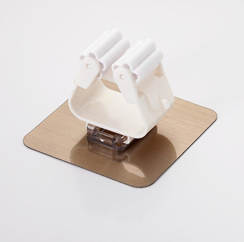 Set De 4 Soportes Organizadores Escoba Pala Mopa Accesorios Blanco