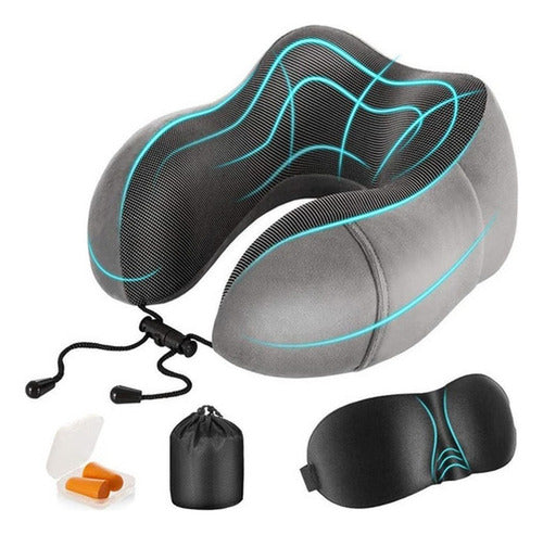 Almohada Cuello Especial Para Viajes Cojin Cervical Norplat Gris