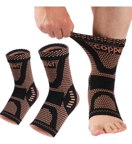 Pack 2 Tobillera Deportiva Compresión Con Fibra De Cobre S
