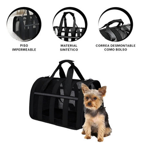 Bolso Transporte Mascota Norplat - Transportador Perro Gato Negro