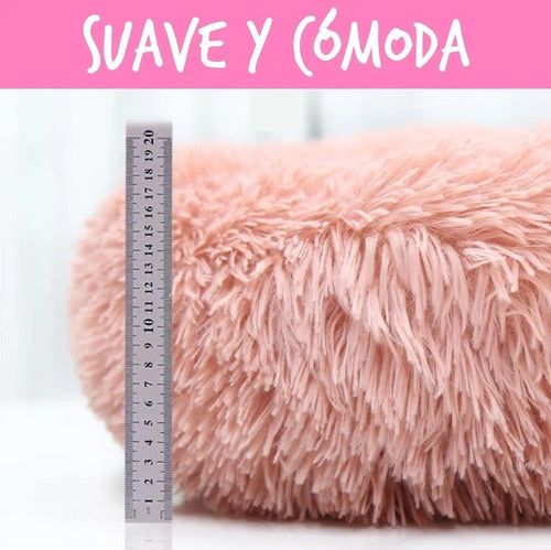 Cama Antiestrés Peluda Para Perros Y Gatos 60cm L Originales Gris