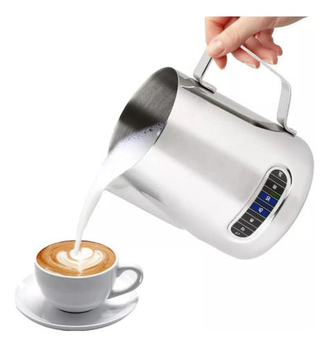 Jarro Lechero Jarra Leche Acero Espuma Texturizar - Norplat Plateado