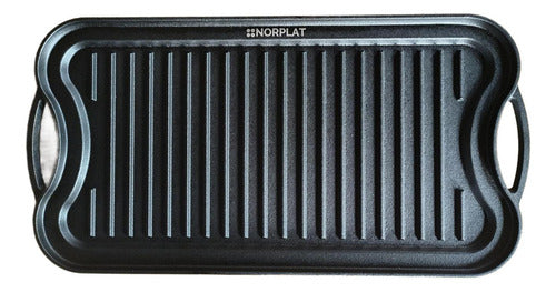 Plancha Hierro Fundido Churrasquera 2 En 1 50x25cm - Norplat Negro