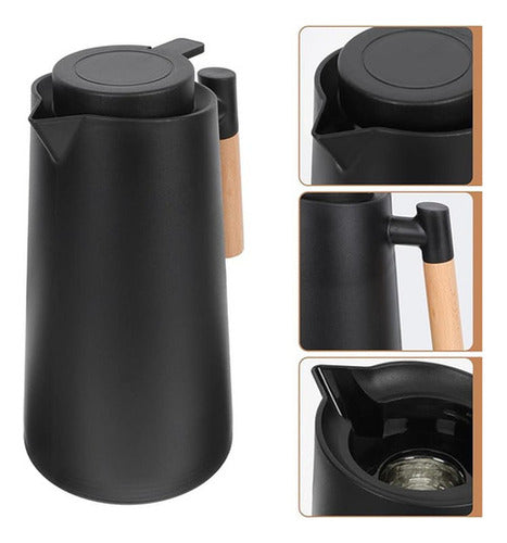 Jarra Termica Norplat 1 Litro Vidrio Aislante Calor Frio Negro