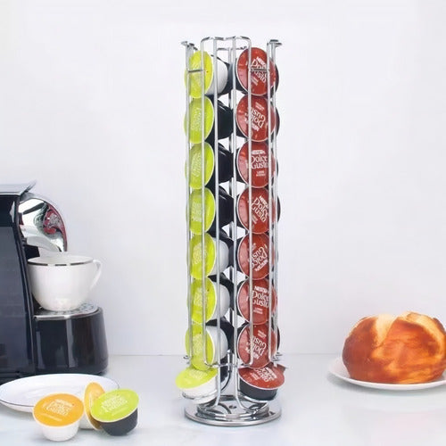 Porta Cápsula Para 32 Dolce Gusto Giratorio 360° - Norplat Plateado