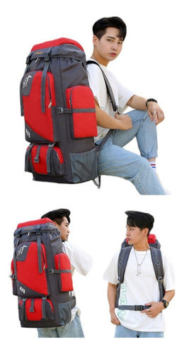 Mochila Impermeable Norplat 90l Para Camping Trekking Viajes Rojo Liso