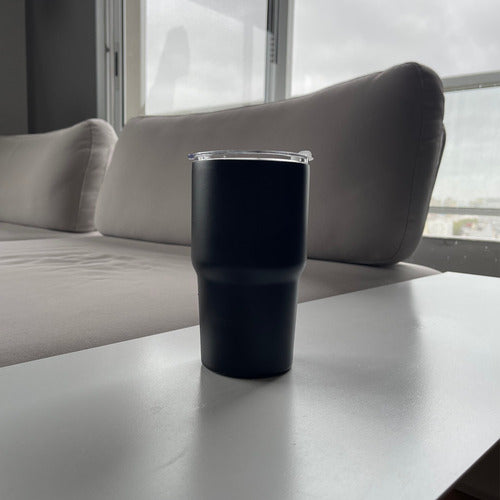Vaso Mug Termico Cukin 600ml Acero Inox 2 Tapas Y Bombilla Negro Liso