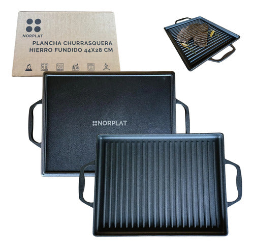 Plancha Hierro Fundido Menaje C/ Azas Hierro Fundido Norplat Negro