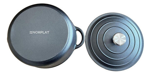Olla De Hierro Fundido 24 Cm 3.5 Lts - Va Al Horno - Norplat Negro