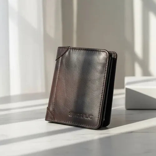 Billetera De Cuero Hombre Anti Rfid Anti Clonacion - Norplat Marrón Oscuro Liso