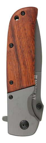 Cuchillo Automatico Norplat Navaja Retractil Mango Madera