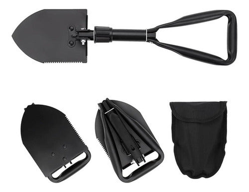 Pala Plegable Picota Sierra 2 En 1 Militar Camping - Norplat Negro