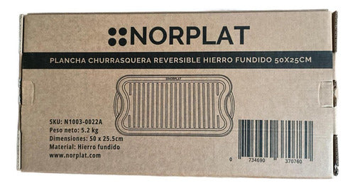 Plancha Hierro Fundido Churrasquera 2 En 1 50x25cm - Norplat Negro