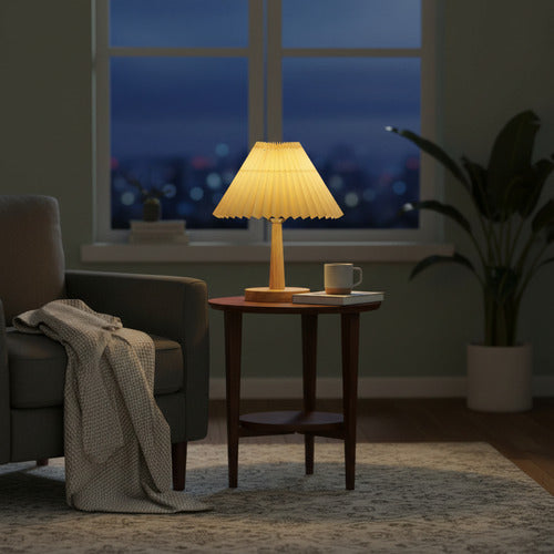 Lampara De Velador Usb Norplat - Mesa Dormitorio Escritorio Marrón Claro Beige