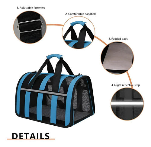 Bolso Transporte Mascota Norplat - Transportador Perro Gato Azul