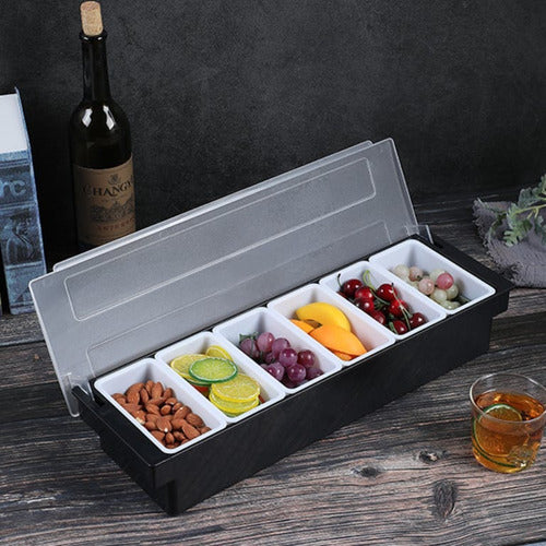 Bandeja Con 6 Compartimientos Removibles Y Tapa - Cukin Negro