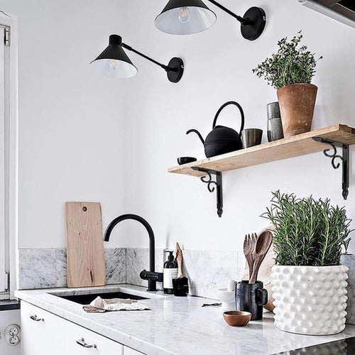 6 Soporte Repisa Flotante Estante Metal Pared Ángulo Norplat Negro