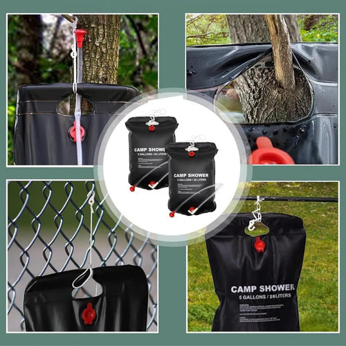 2 Ducha Portatil Recargable Norplat - Ducha Solar Baño 20lts Negro