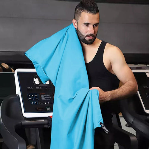 Toalla De Deporte Microfibra Set X3 Secado Rapido - Norplat Azul Microfibra