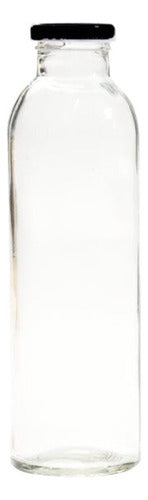 Botella De Vidrio 475cc Pack De 42 Unidades Con Tapa - Cukin Negro