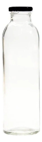 Botella De Vidrio 475cc Pack De 42 Unidades Con Tapa - Cukin Negro