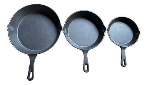 Sartenes De Hierro Fundido Juego De Sartenes 3 Piezas Cukin Negro