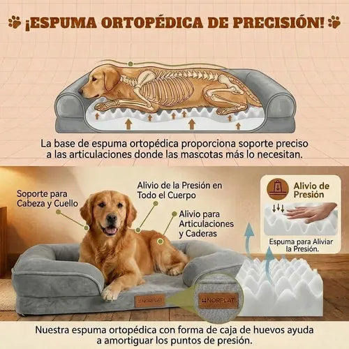 Cama Antiestres Norplat 90cm Xl - Perro Colchon Ortopédica  Gris Claro Ortopédico