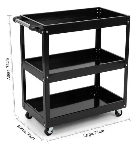 Carro Organizador Porta Herramienta 3 Nivel Metálico Norplat Negro
