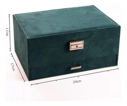Maletin Joyero 3 Niveles Organizador De Joyas - Norplat Verde Oscuro