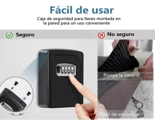 Caja Guarda Llave Con Clave Seguridad Colgante Muro Norplat Negro