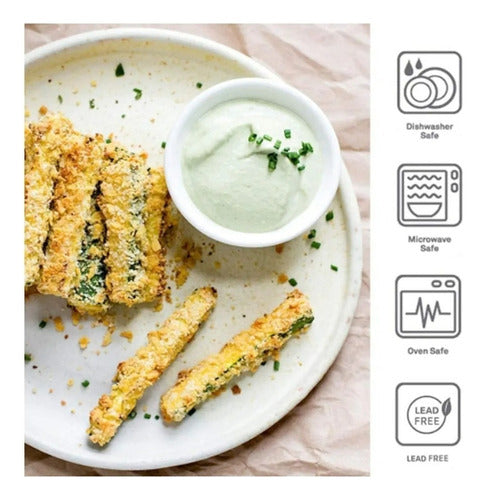 24 Pocillos Norplat De Cerámica - Salsa Soya Pebre 7.5x2.2cm Blanco