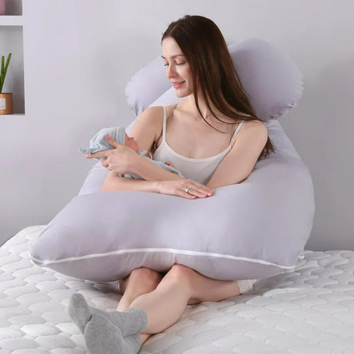 Cojín Con Funda Suave Almohada Maternal Embarazadas Norplat - Gris