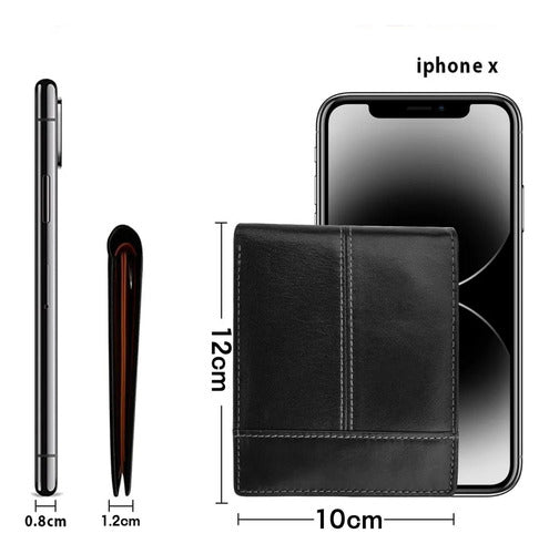 Billetera Hombre Tarjetero Antirrobo Rfid Cuero - Norplat Negro Liso