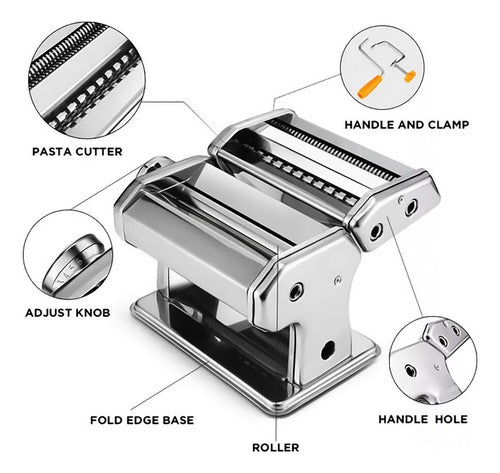 Maquina Para Hacer Pasta + Spaggetti + Cintas 3 En 1 Plateado