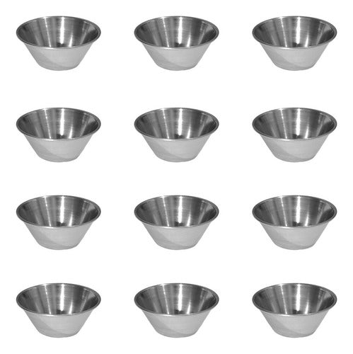 12 Pocillos Salsero Acero Inoxidable 45ml 1.5oz - Norplat Plateado