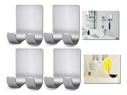 Pack De 10 Colgadores Percha Doble Baño Organizador Adhesivo Plateado