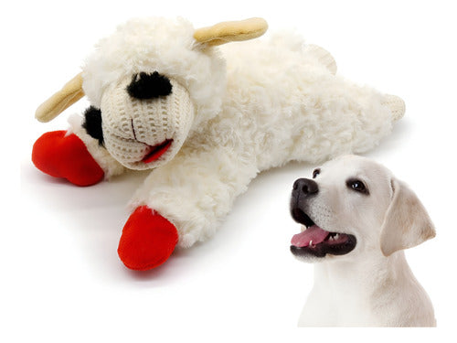 Peluche Oveja Con Texturas Y Sonido Para Mascotas Y Niños Blanco Con Patas Rojas