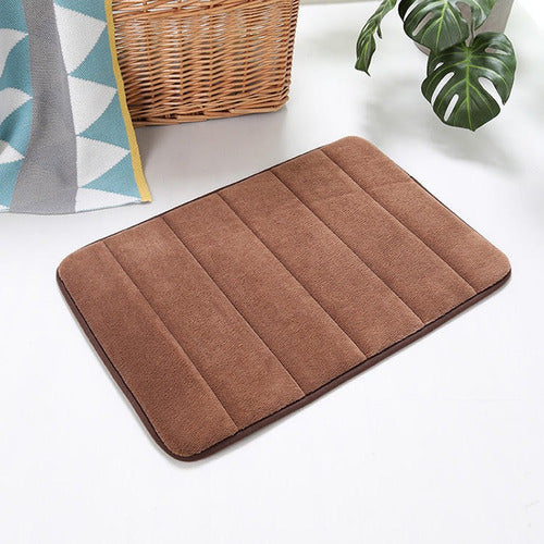 Alfombra Baño Engomado Antideslizante 60x40cm Suave Norplat - Marrón Oscuro - Lisa