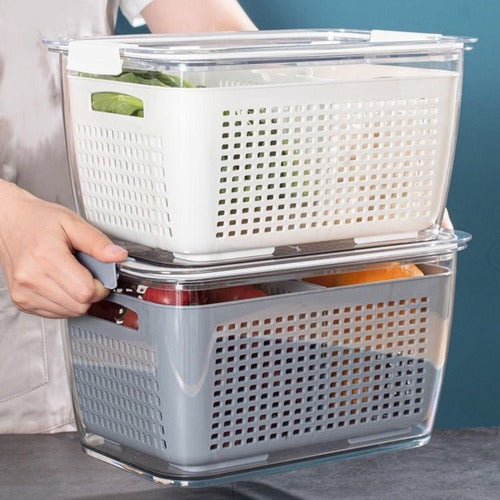 Caja Organizadora Con Cesta Refrigerador Despensa 4.5 Lt Blanco
