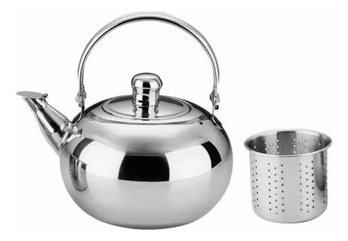 Tetera Acero Inoxidable Preparar Té Infusor 600ml - Norplat Plateado