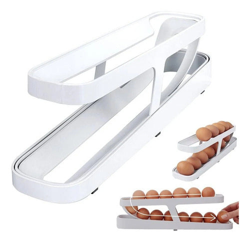 Huevera Organizador Dispensador Porta 14 Huevos - Norplat Blanco