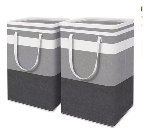 4 Cesto Grande Ropa Sucia Y Lavandería Plegable - Norplat Gris Y Negro Rayado