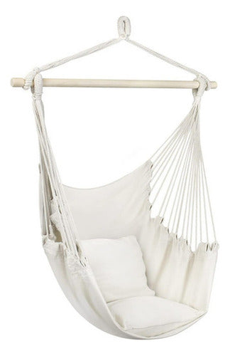 Silla Colgante Columpio Hamaca Con Almohadones - Norplat Beige