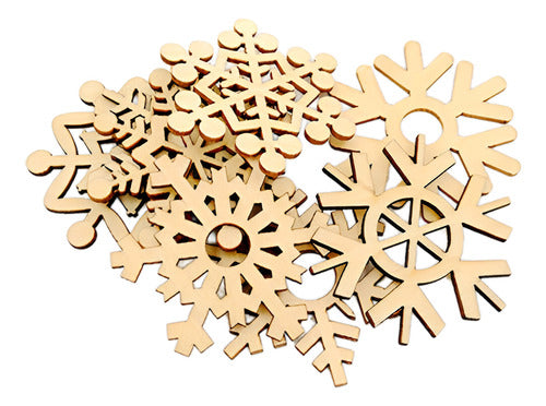 10 Adornos Copos De Nieve Madera Arbol De Navidad - Norplat Marrón