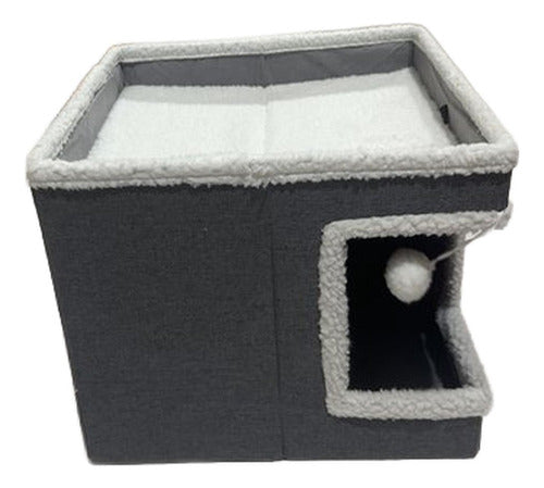 Casa Cama Iglu Gato Plegable + 2 Cojines Y Pompon - Norplat Gris Oscuro Iglú