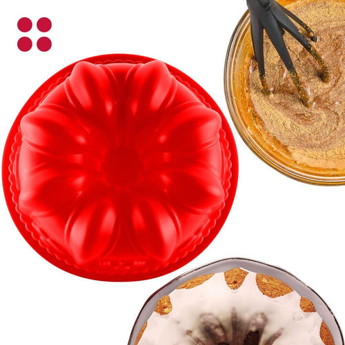 Molde De Silicona Para Queque Con Forma Flor De Lis - Cukin Rojo