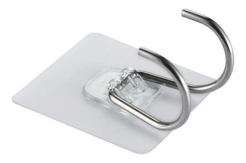 Set 5 Perchas Ganchos 7x7 Baño Organizado Doble Adhesivo Ome Plateado