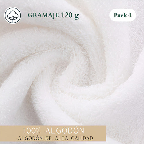 4 Toallas Mano Algodon Peluqueria Hotel Spa 35x75cm Norplat Blanco Lisa