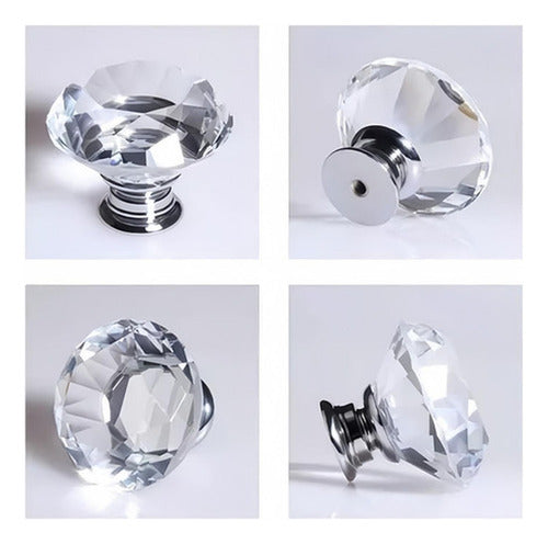 Tirador Cristal Forma Diamante Cajón Armario 10pcs - Norplat Plateado Diamante