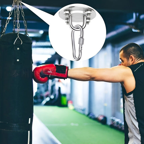 2 Gancho De Suspensión Anclaje Trx Yoga 90mm 500kg - Norplat Plateado